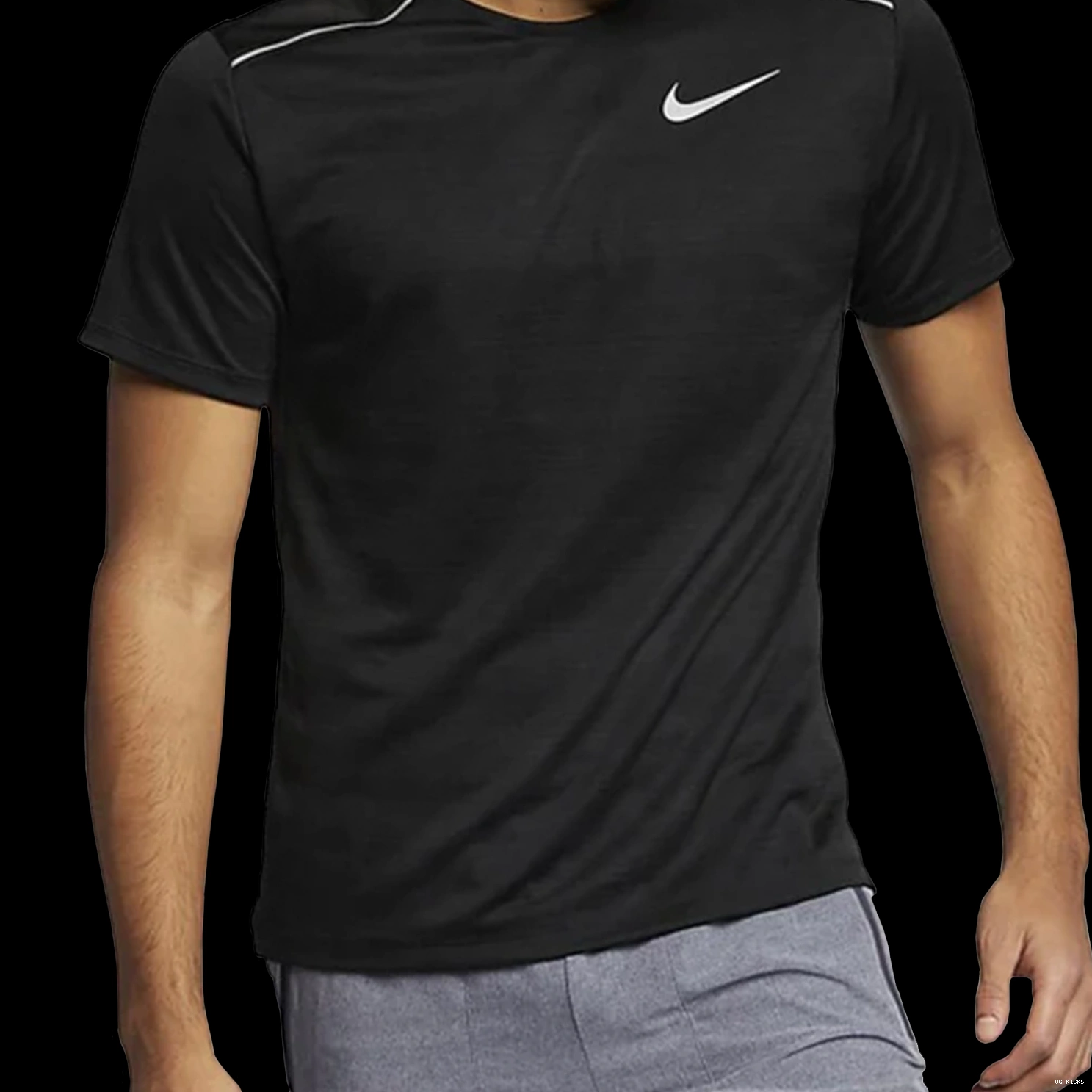 1.0 Nike Shirt T Black Dri-Fit Miler 0805
